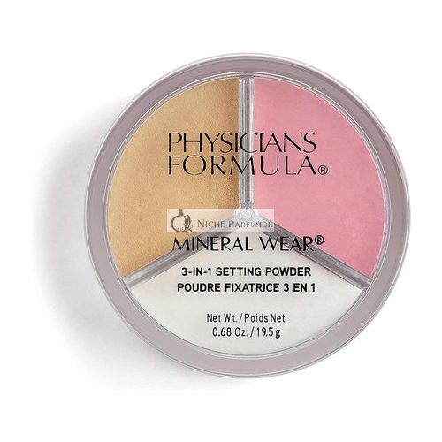 Physicians Formula Mineral Wear 3 az 1-ben Púdere - Átlátszó ásványi por 3 árnyalatban a smink rögzítésére és kiemelésére