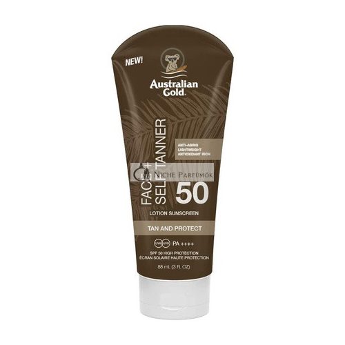 Australian Gold Napvédő és Önbarnító Krém Arcra SPF 50, 88ml