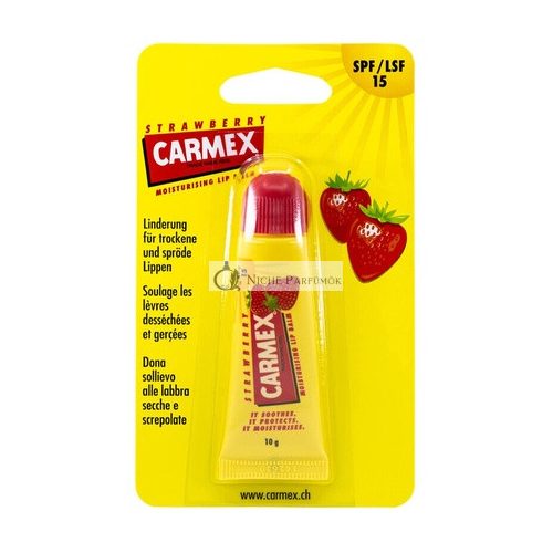 Carmex Erdbeer Aromatisierter Lippenbalsam Tube mit SPF15, Wasserfest, 10ml