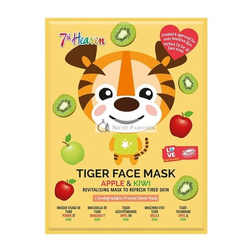 7th Heaven Tiger Gesichtsmaske Apfel und Kiwi Revitalisierende Maske zur Erfrischung müder Haut, 21g