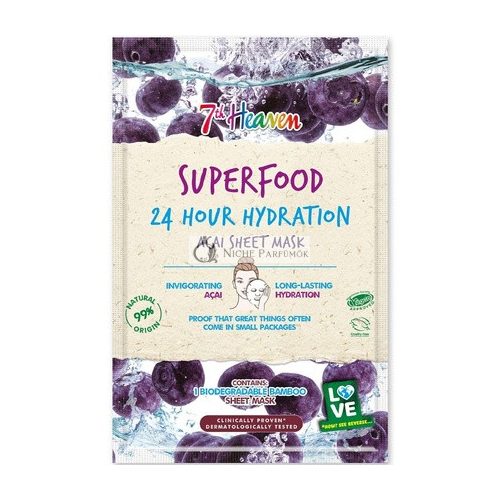 7th Heaven Szuperfood Intenzív Hidratáló Acai Bogyó Bambusz Szépség Arcmaszk