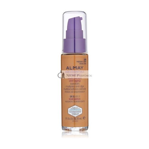 Almay Age Essentials Anti-Aging SPF Alapozó Közepes Mély 29,57ml