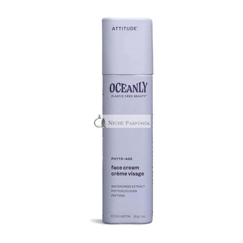 ATTITUDE Oceanly Gesichtscreme Stick, EWG geprüft, plastikfrei, pflanzliche und mineralische Inhaltsstoffe, vegane Hautpflegeprodukte, PHYTO AGE unbeduftet, 30 g