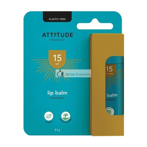 ATTITUDE Ajkakápoló SPF 15 Műanyagmentes Víz nélküli Vegán Napvédelem Kókusz 8.5g