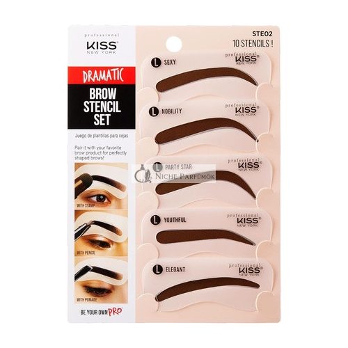 Kiss New York Professional Instant Brow Stamp és Stencil Készlet, Szemöldök Formázó Készlet