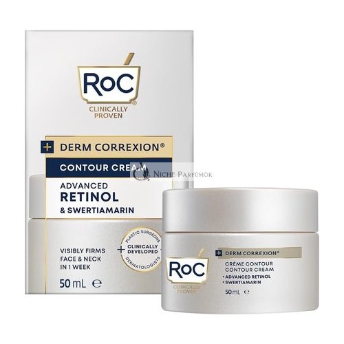 RoC Derm Correxion Konturcreme für Gesicht, Hals und Kieferlinie, Sichtbare Gesichtsstraffung, Halsstraffende Behandlung, 50ml