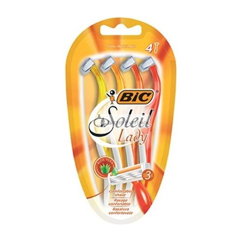 BIC Soleil Hárompengés Borotvák Nőknek, Könnyű Fogású Fogantyúval és Kenőcscsíkokkal - 4 db