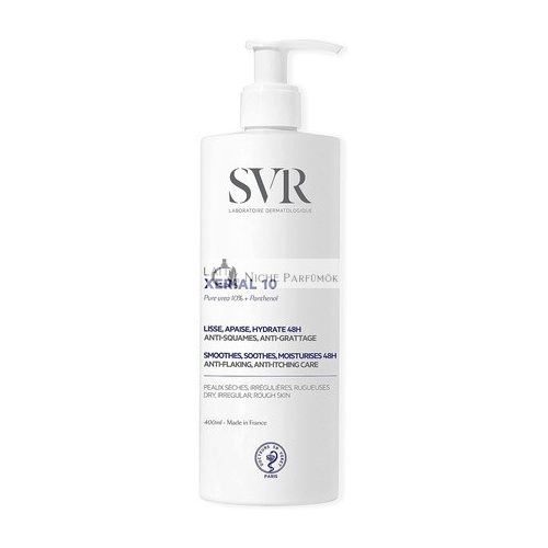 SVR XERIAL10 Reichhaltige Körperlotion 10% Reines Urea, Panthenol und Sheabutter, 48 Stunden Feuchtigkeitsspender für Schuppige, Schuppige, Extrem Trockene, Psoriasisanfällige Haut, 400ml