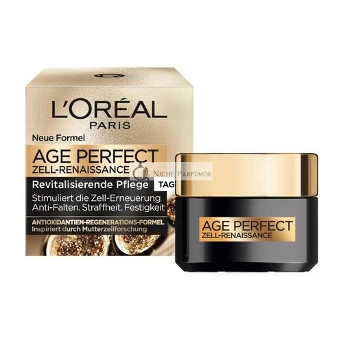 L'Oréal Paris Age Perfect Cell Renaissance Anti-Aging Gesichtscreme SPF 15 mit Schwarzem Trüffel und Schwarzem Tee, 50ml