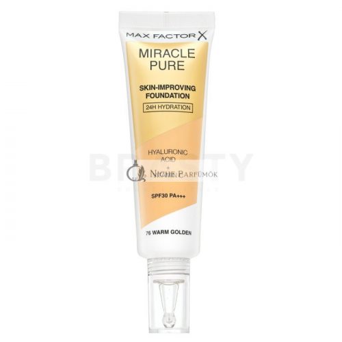 Max Factor Miracle Pure Skin-Improving Foundation hosszan tartó make-up hidratáló hatású 76 Warm Golden 30 ml