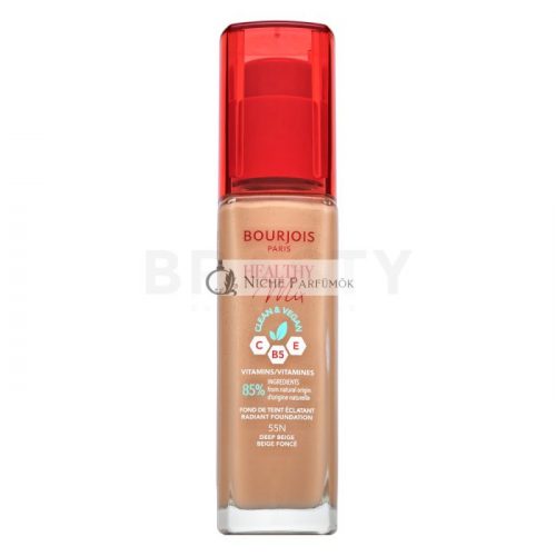 Bourjois Healthy Mix Clean & Vegan Radiant Foundation folyékony make-up tónusegyesítő 55N Deep Beige 30 ml