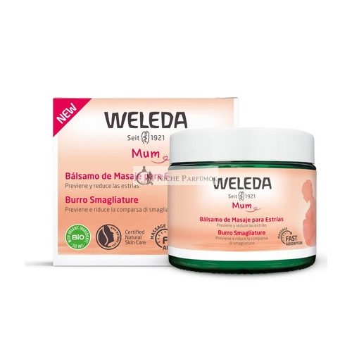 WELEDA Bio Mama Schwangerschafts Körperbutter 150ml - Reichhaltige Natürliche Massagecreme zur Vorbeugung von Dehnungsstreifen am Bauch, Oberschenkeln und Brust