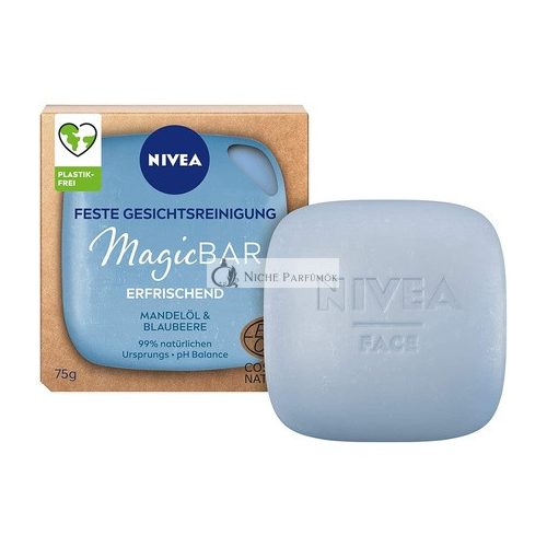 NIVEA MagicBar Erfrischendes Festes Gesichtsreinigungsmittel, 75g - Zertifizierte Naturkosmetik mit Mandelöl und Heidelbeeren