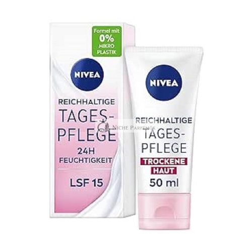 NIVEA Gazdag Napi Ápolás 24 órás Hidratáló Arckrém Száraz Bőrre, SPF 15, 50 ml