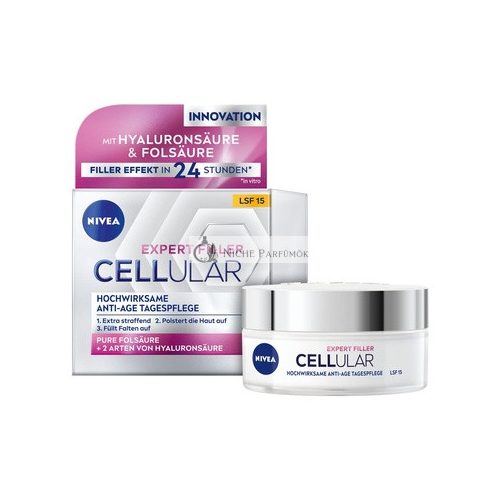 NIVEA Cellular Expert Filler Hochleistungs-Anti-Aging-Tagespflege 50ml Hyaluronsäure-Creme mit plumpendem Effekt SPF 15