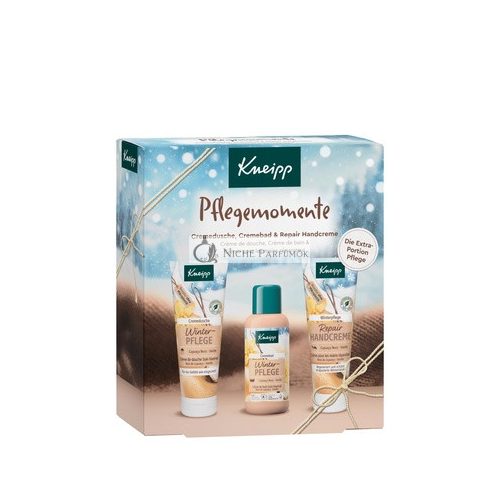 Kneipp Care Moments Ajándékcsomag - Kiválasztott téli ápolási bestsellerek: 1x Krémfürdő, 1x Krémzuhany és 1x Kézkrém