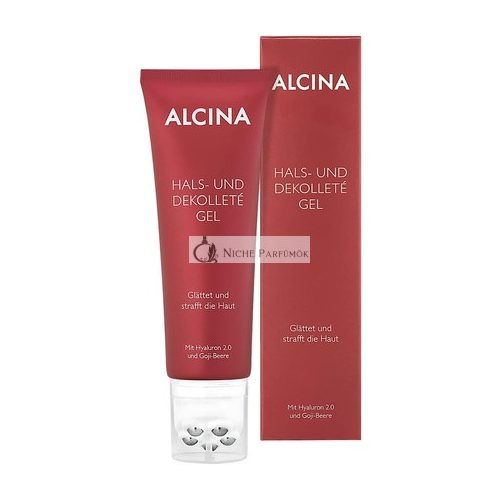 ALCINA Hals- und Dekolleté-Gel, glättet Falten und strafft die Haut, 100ml, mit Hyaluron 2.0 und Goji-Beere - Inklusive Massageapplikator