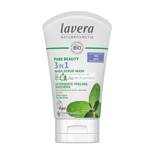 Lavera Pure Beauty 3in1 Mosakodó, Radírozó és Maszk Organikus Mentával és Természetes Szalicilsavval, 125ml