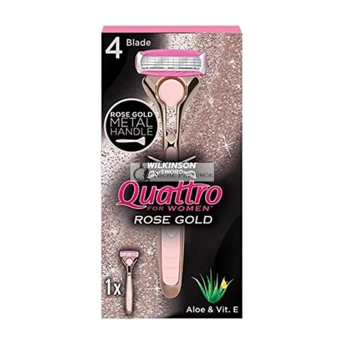 Wilkinson Sword Quattro für Frauen Premium Metall Rasierer in Roségold