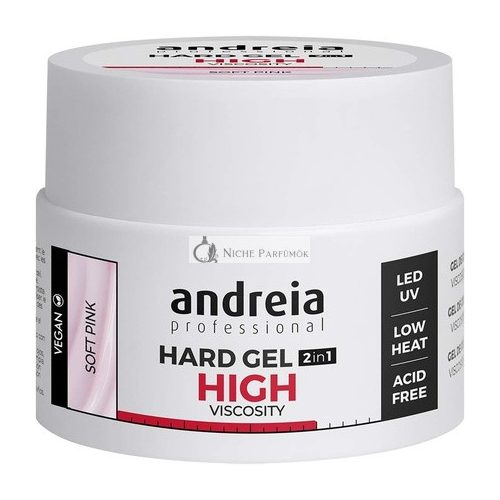 Andreia Professional Hard Nail Gel Biphasic 2 az 1-ben LED és UV Gél Körömépítő Magas Viskozitású Puha Rózsaszín, 44g