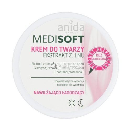 Anida Medisoft Hidratáló és Nyugtató Arckrém, 100ml