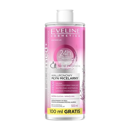 Eveline Cosmetics Facemed Hialuronsav Micellás Víz 400ml Száraz és Érzékeny Bőrre