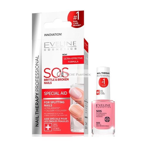 Eveline Cosmetics SOS Therapie für Gebrochene und Spröde Nägel Professionell 12ml Stärkender Conditioner mit Kalzium und Kollagen