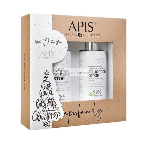 Apisset Weihnachtsset Rosacea-Stop Beruhigendes Reinigungs-Gel 300ml und Couperose-Stop Toner für empfindliche Haut 300ml