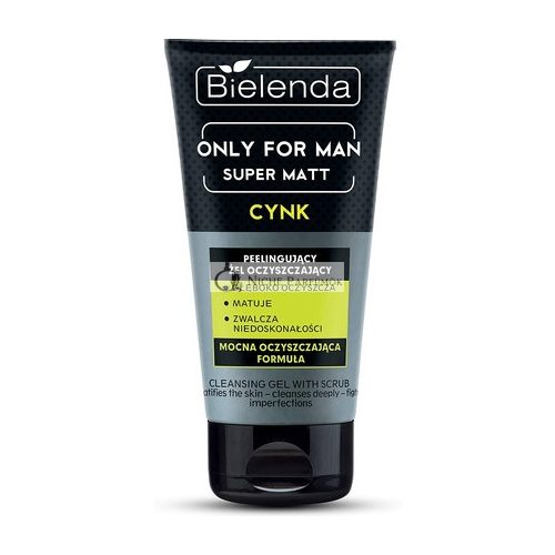 Bielenda Csak Férfiak Szuper Mat Arctisztító Peeling Gél 150ml - Mélyen Tisztít, Felfrissít és Hámlaszt