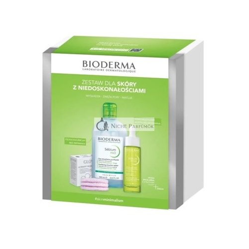 Bioderma Sebium Karácsonyi Készlet 2024 - H2O 500 ml, Szérum 30 ml, Glov Újrahasználható Puha Párnák 3 Darab