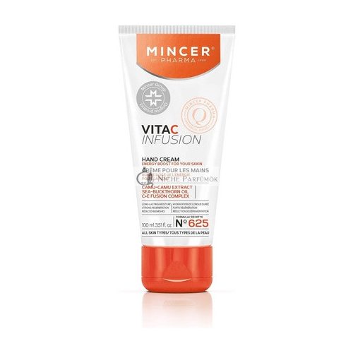 Mincer Pharma Vita C Infusion Feuchtigkeitsspendende und Regenerierende Handcreme für Alle Hauttypen mit Camu-Camu-Extrakt, Sanddornöl, C + E Fusion Komplex, 100ml