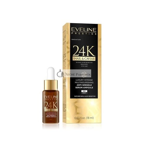 Eveline Cosmetics Prestige 24k Csiga & Kaviár Arcszérum Több Tápanyaggal, 18ml