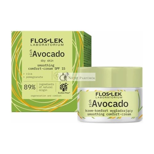 FLOSLEK Reichhaltige Avocado Glättende Tagescreme SPF 15, 50ml