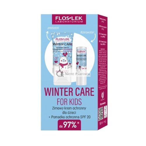 Floslek Laboratorium Winterpflege für Kinder - Schützende Creme 50ml und Schutz Lippenbalsam SPF 20 4g