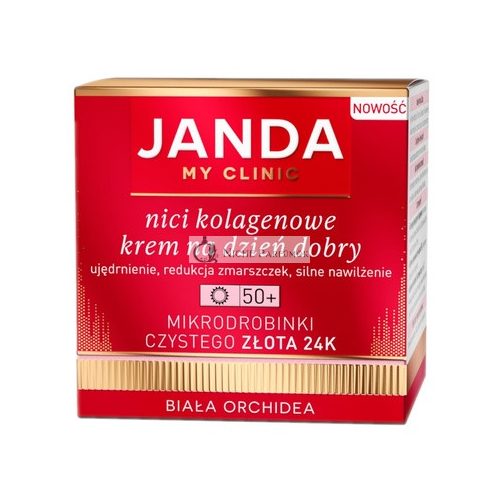 Jandan Collagen Tagescreme 50 mit Mikro-Partikeln aus reinem 24k Gold und Weißer Orchidee, 50ml