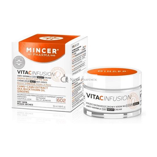 Mincer Pharma Vita C Infusion Anti-Falten Tagescreme für trockene Haut mit Camu-Camu-Extrakt, Sanddornöl und Ginseng 50ml