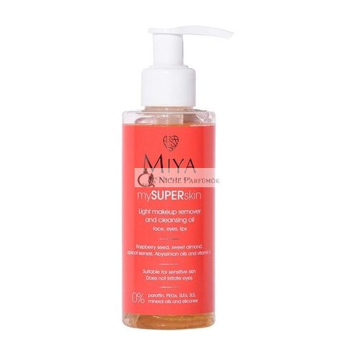 Miya Cosmetics Leichter Make-up Entferner Gesichtsreinigungsöl 140ml mit Himbeersamen- und Süßmandelöl, Vitamin E, effektiv und sanft, reizt die Augen nicht, für alle Hauttypen geeignet, tierversuchsfrei