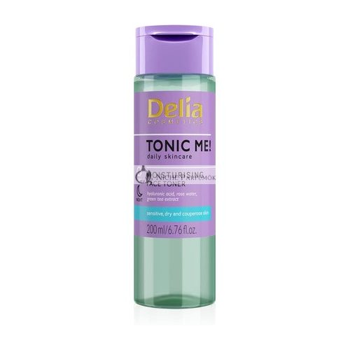 Delia Cosmetics Tonic Me Feuchtigkeitstonikum für empfindliche und trockene Haut mit Hyaluronsäure, Rosenblättern, Grünem Tee und Kamille Extrakt