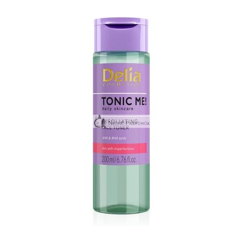 Delia Cosmetics Tonic Me Hámlasztó Tonik Szennyezett Bőrre AHA és BHA, Szalicilsav, Glicolsav és Tejsav, 200ml