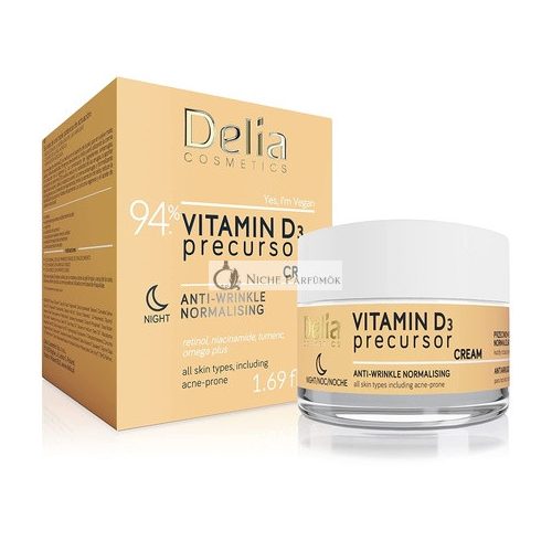 Delia Cosmetics Vitamin D3 Elősegítő Ránctalanító Normalizáló Éjszakai Krém Minden Bőrtípusra, 50ml