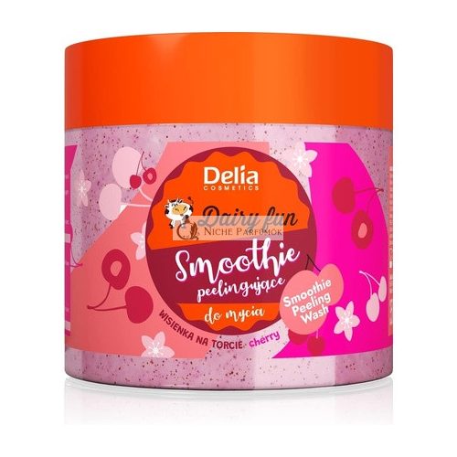 Delia Cosmetics Dairy Fun Testápoló Hámlasztó Smoothie 350g - Gyümölcsös Cseresznye Illat