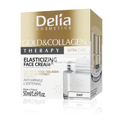 Delia Cosmetics Gold & Kollagen Elastizierende Tagescreme Anti-Aging, Weichmachend mit Kolloidalem Gold, Rotklee-Extrakt und Vitamin E, 50ml