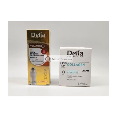 Delia 93% Natürliches Kollagen Tagescreme und Vitamin C Augen Roll-On