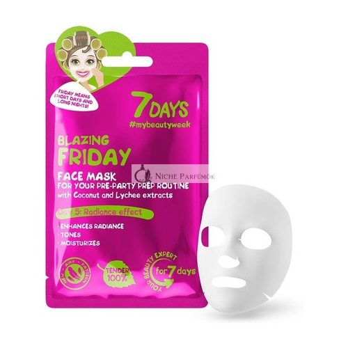 7DAYS Arcpakolás Szépség Firmáló Hidratáló Arcpakolás Kollagénnel, Sheavajjal, Hialuronsavval és Kókuszvízzel, Akne Kezelés, Világosító, Anti-Aging, Fáradtság Elleni 33g - Péntek