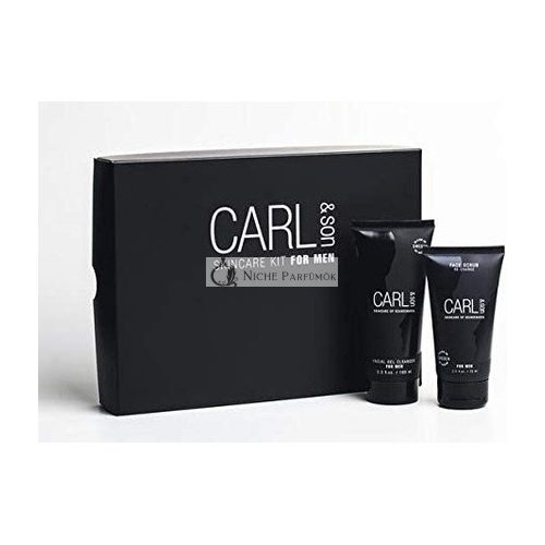 CARL&SON Férfi Arcápoló Szett Gél Tisztítóval 100ml és Arcradírral 75ml - Anti-Aging Vegán Tisztítás és Hámlasztás Minden Bőrtípusra