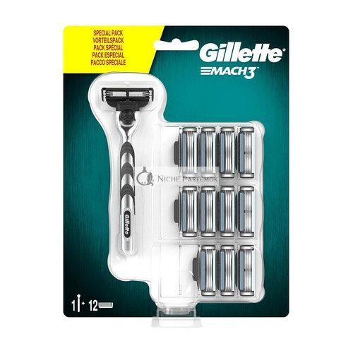 Gillette Mach3 Rasierer für Männer mit Gleitstreifen und 12 Nachfüllklingen