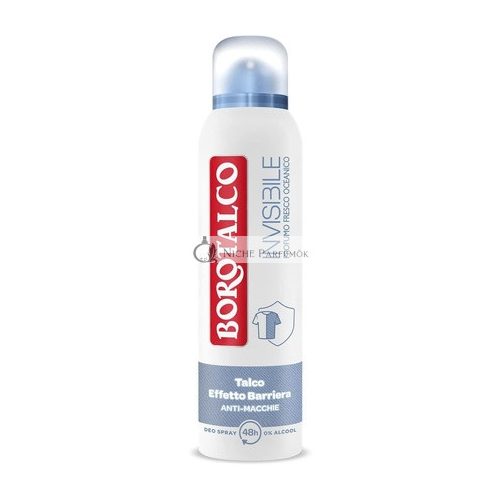 Borotalco Blau Unsichtbares Spray Deodorant Formel ohne Alkohol mit Talkum Barrier Effekt, 150 ml