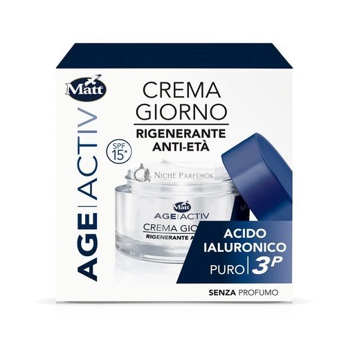 Matt Age Activ Regenerierende Gesichtscreme Anti-Aging Tag - Reine Hyaluronsäure 3P - Beruhigend und Glättend, Tiefe Feuchtigkeitsversorgung - 50ml