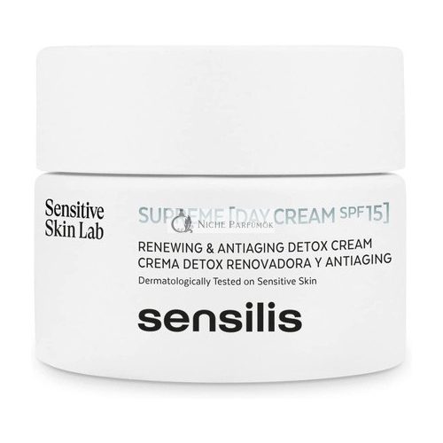 Sensilis Supreme Nappali Krém Detox Renováló Antioxidáns Anti-Aging Hyaluronsavval és SPF15, 50ml