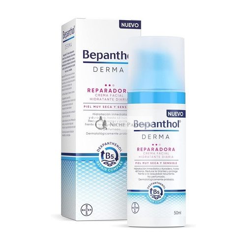 Bepanthol Derma Repair feuchtigkeitsspendende Gesichtscreme für den Tag, sehr trockene und empfindliche Haut - 50ml